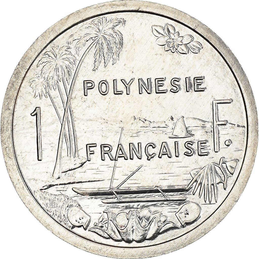 French Polynesia Coin French Polynesian 1 Franc | Liberty Sitting | Throne | Palm Tree | Sailboat | KM11 | 1975 - 2020