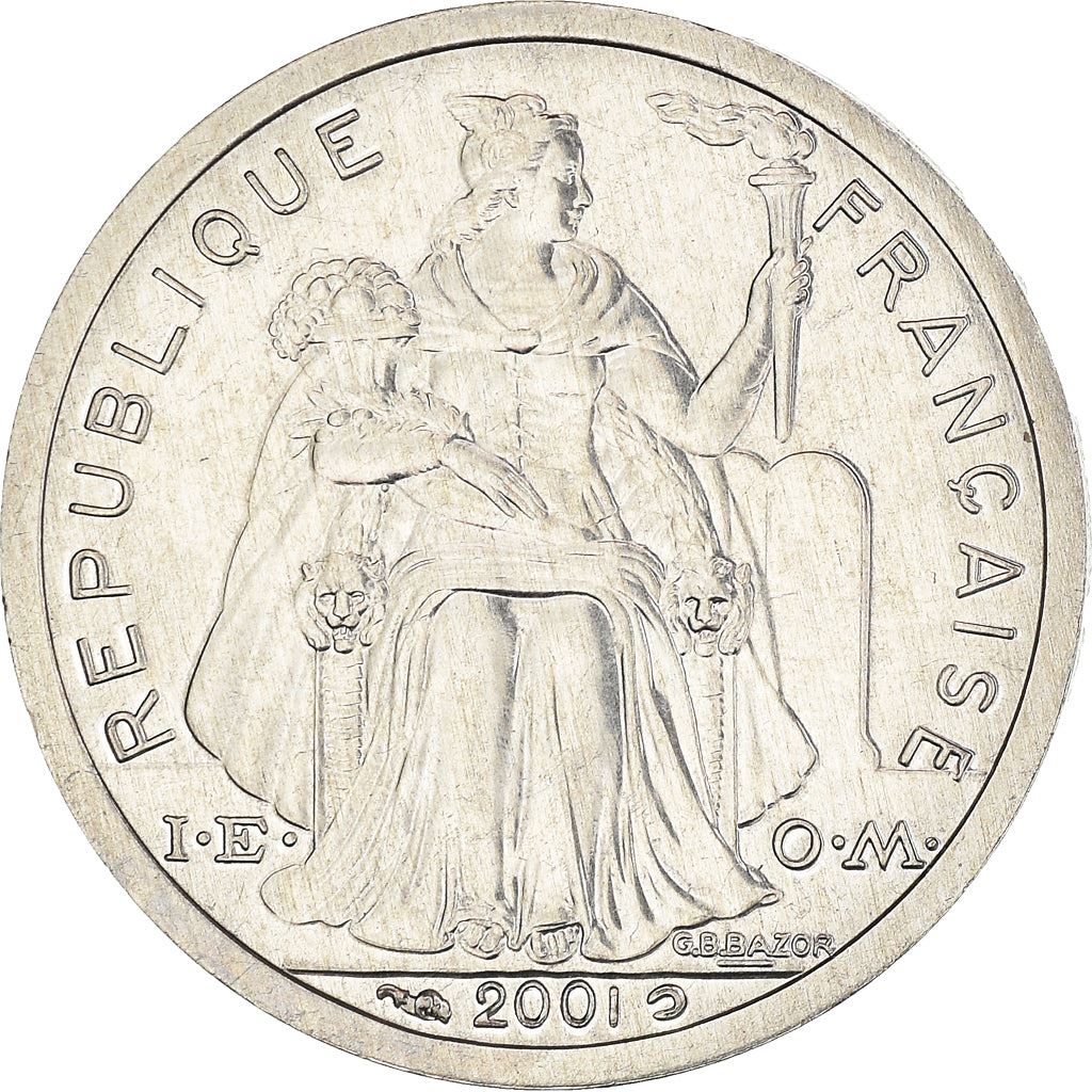 French Polynesia Coin French Polynesian 1 Franc | Liberty Sitting | Throne | Palm Tree | Sailboat | KM11 | 1975 - 2020