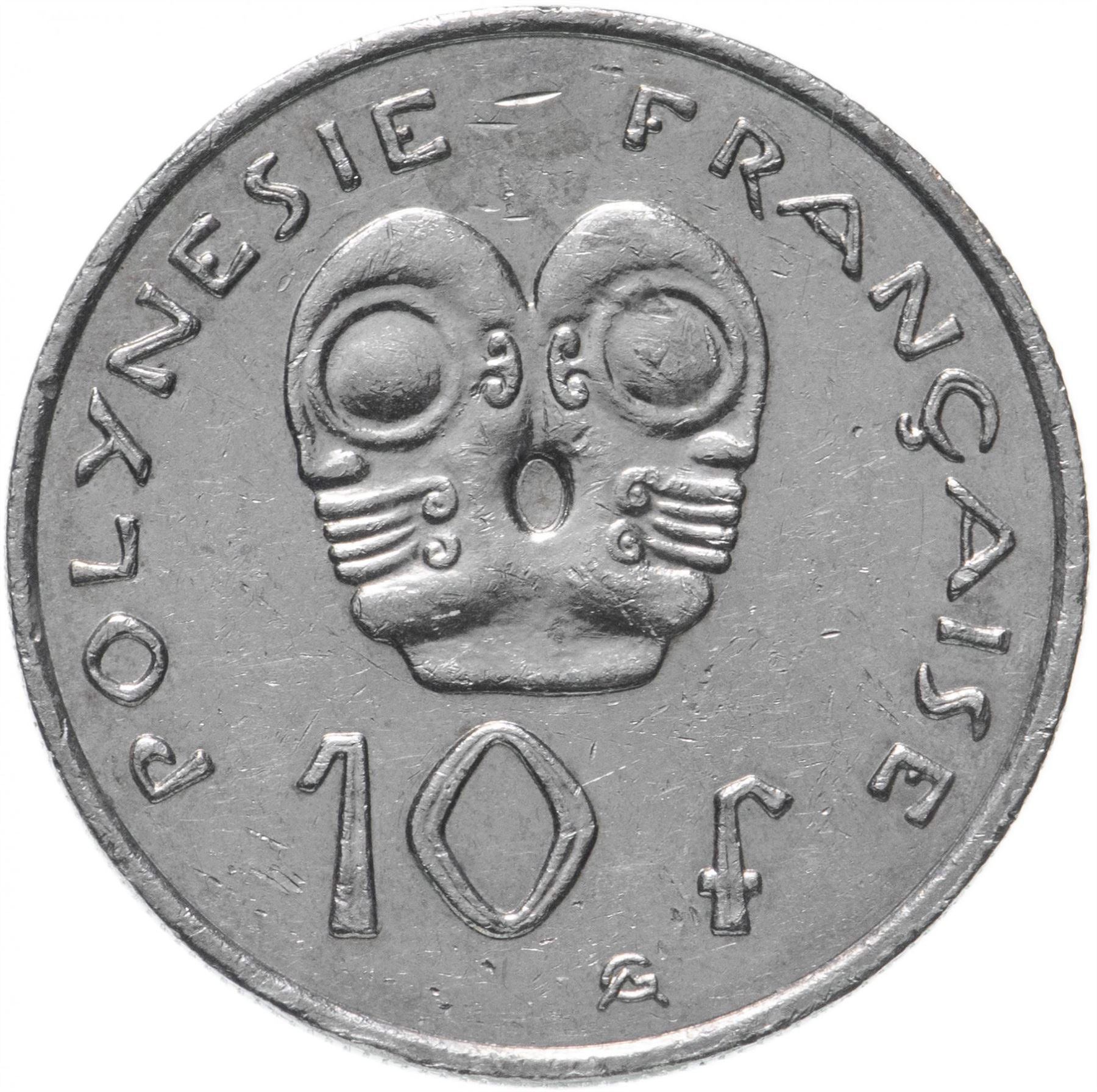 French Polynesia Coin French Polynesian 10 Francs | Marianne | Phrygian Cap | Tribal Mask | KM8a | 2006 - 2020