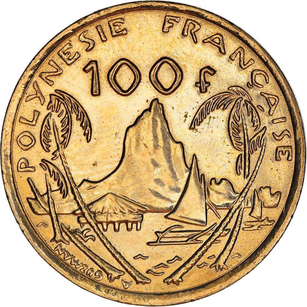 French Polynesia Coin French Polynesian 100 Francs | Marianne | Phrygian Cap | Moorea Harbor | KM14 | 1976 - 2005