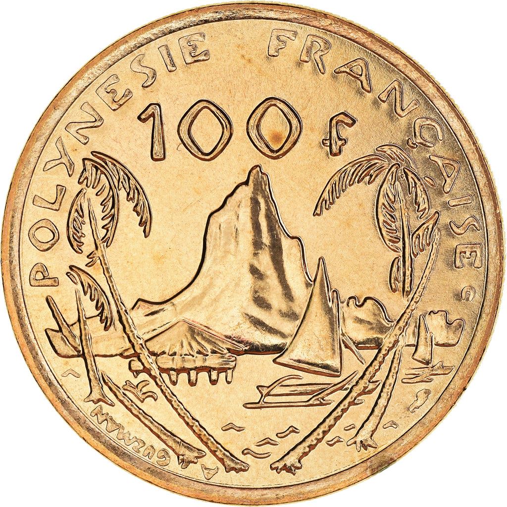 French Polynesia Coin French Polynesian 100 Francs | Marianne | Phrygian Cap | Moorea Harbor | KM14 | 1976 - 2005