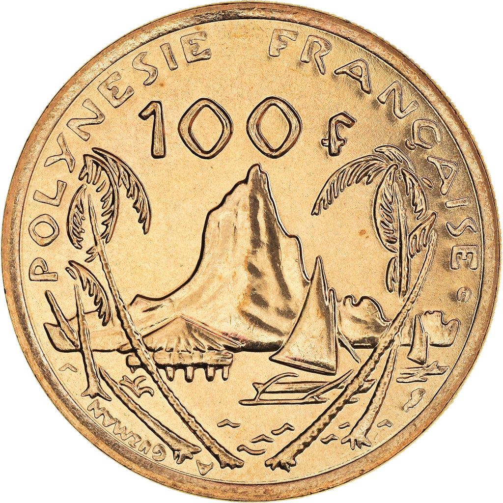 French Polynesia Coin French Polynesian 100 Francs | Marianne | Phrygian Cap | Moorea Harbor | KM14 | 1976 - 2005