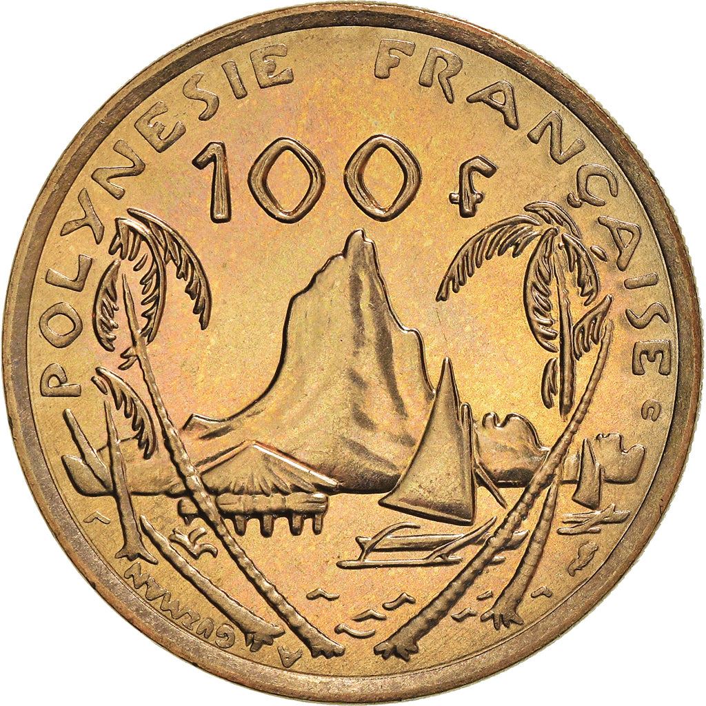 French Polynesia Coin French Polynesian 100 Francs | Marianne | Phrygian Cap | Moorea Harbor | KM14 | 1976 - 2005