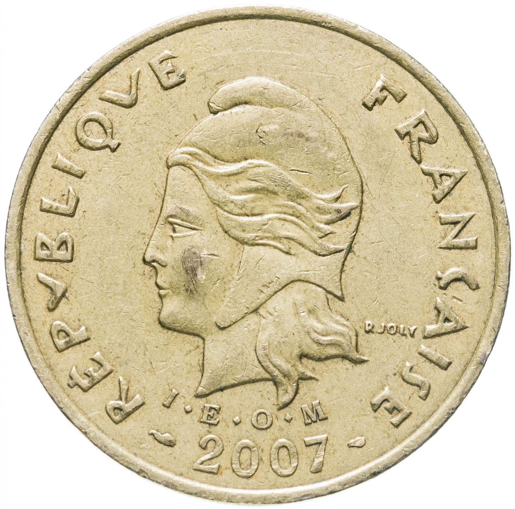 French Polynesia Coin French Polynesian 100 Francs | Marianne | Phrygian Cap | Palm Tree | Native Boat | KM14a | 2006 - 2019