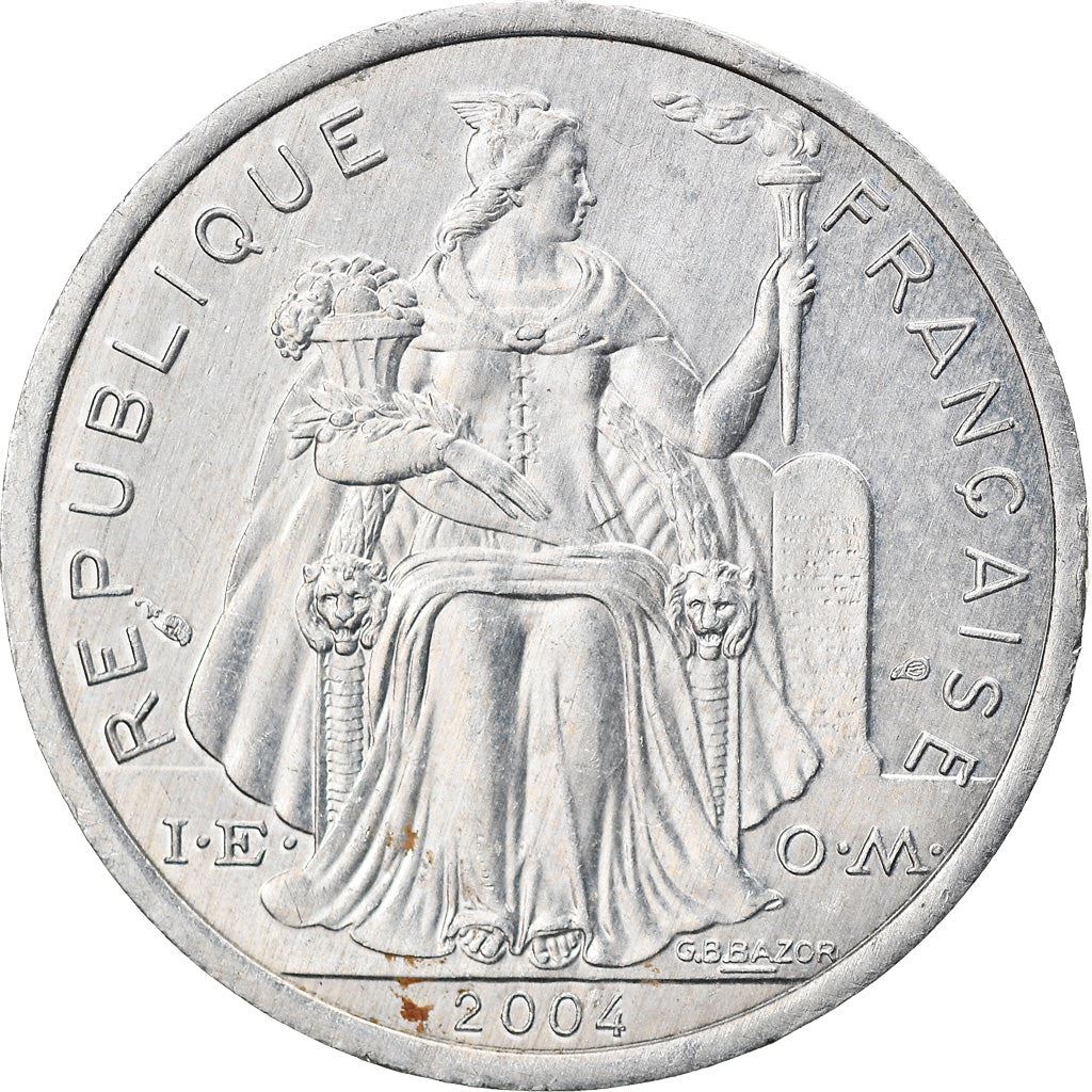 French Polynesia Coin French Polynesian 2 Francs | Liberty Sitting | Throne | Palm Tree | Sailboat | KM10 | 1973 - 2020