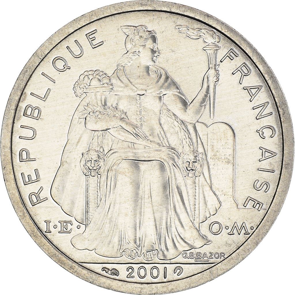 French Polynesia Coin French Polynesian 2 Francs | Liberty Sitting | Throne | Palm Tree | Sailboat | KM10 | 1973 - 2020