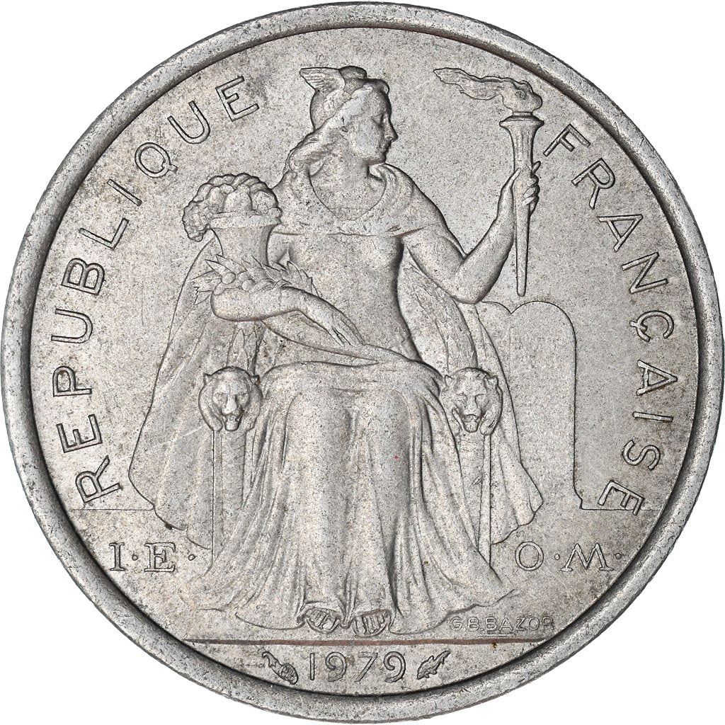 French Polynesia Coin French Polynesian 2 Francs | Liberty Sitting | Throne | Palm Tree | Sailboat | KM10 | 1973 - 2020