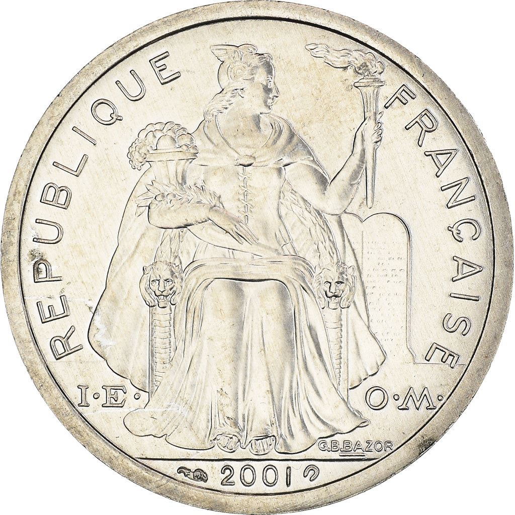 French Polynesia Coin French Polynesian 2 Francs | Liberty Sitting | Throne | Palm Tree | Sailboat | KM10 | 1973 - 2020