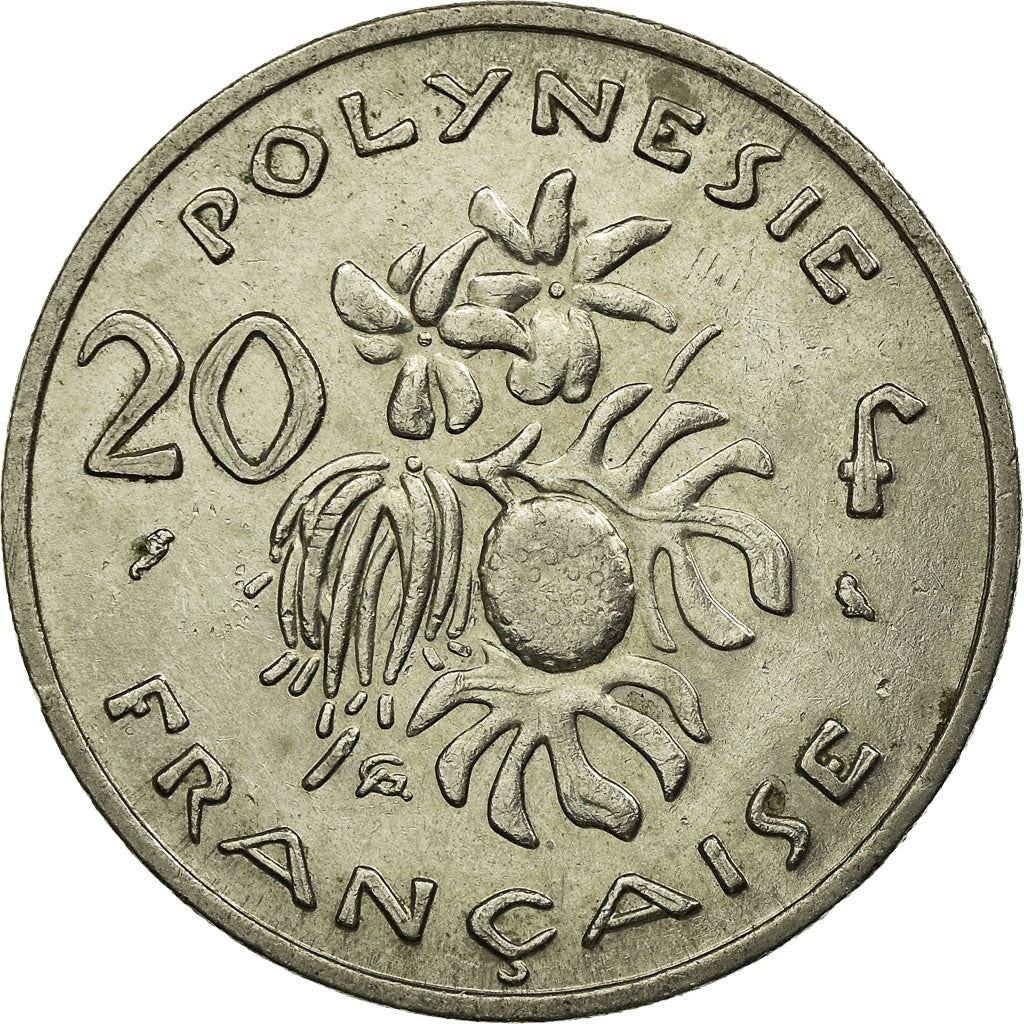 French Polynesia Coin French Polynesian 20 Francs | Marianne | Phrygian Cap | Flowers | KM6 | 1967 - 1970