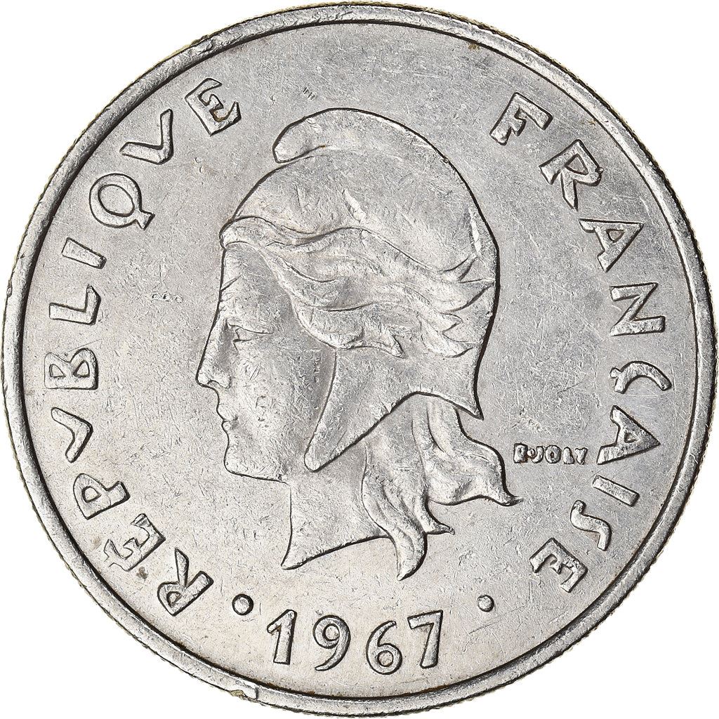 French Polynesia Coin French Polynesian 20 Francs | Marianne | Phrygian Cap | Flowers | KM6 | 1967 - 1970