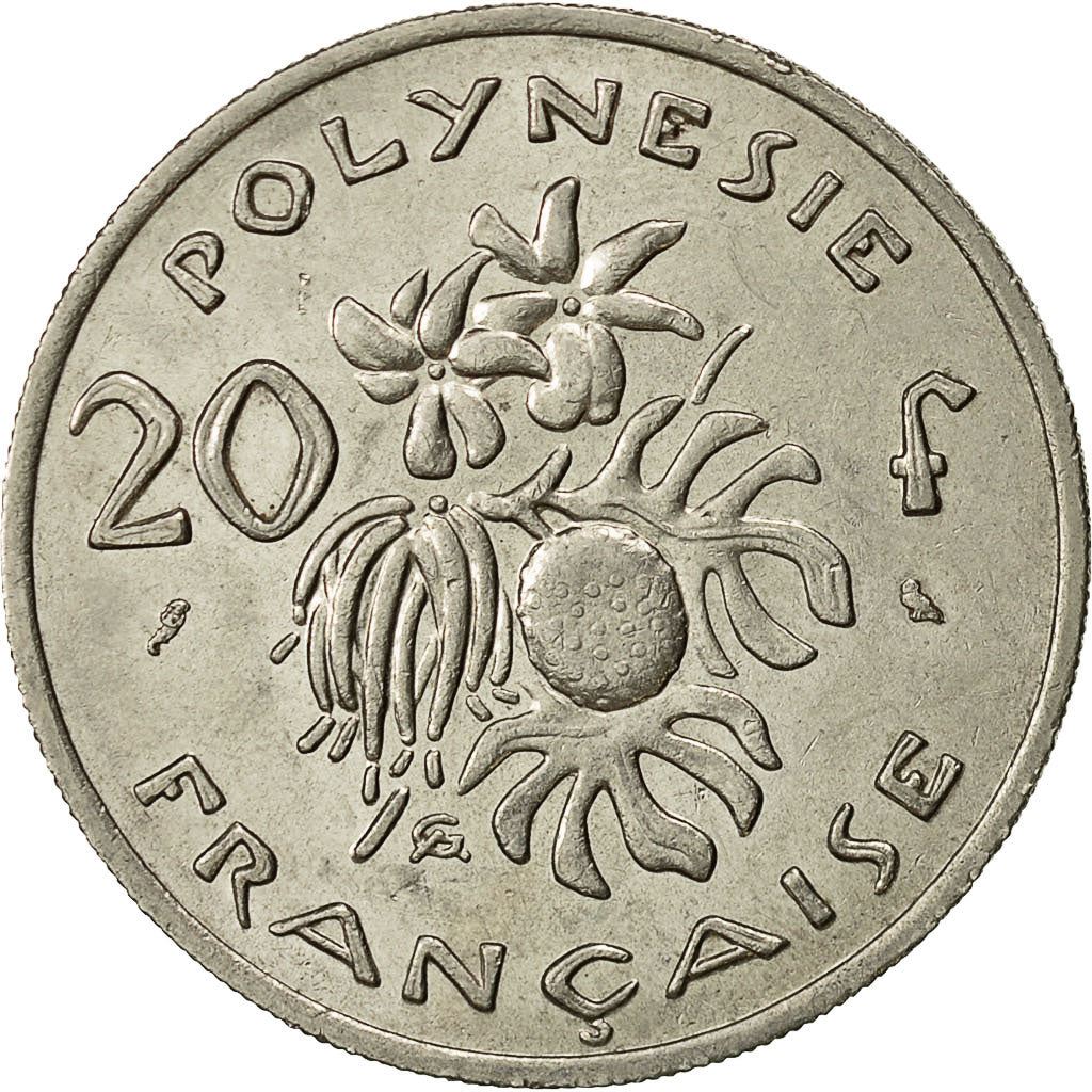 French Polynesia Coin French Polynesian 20 Francs | Marianne | Phrygian Cap | Flowers | KM6 | 1967 - 1970