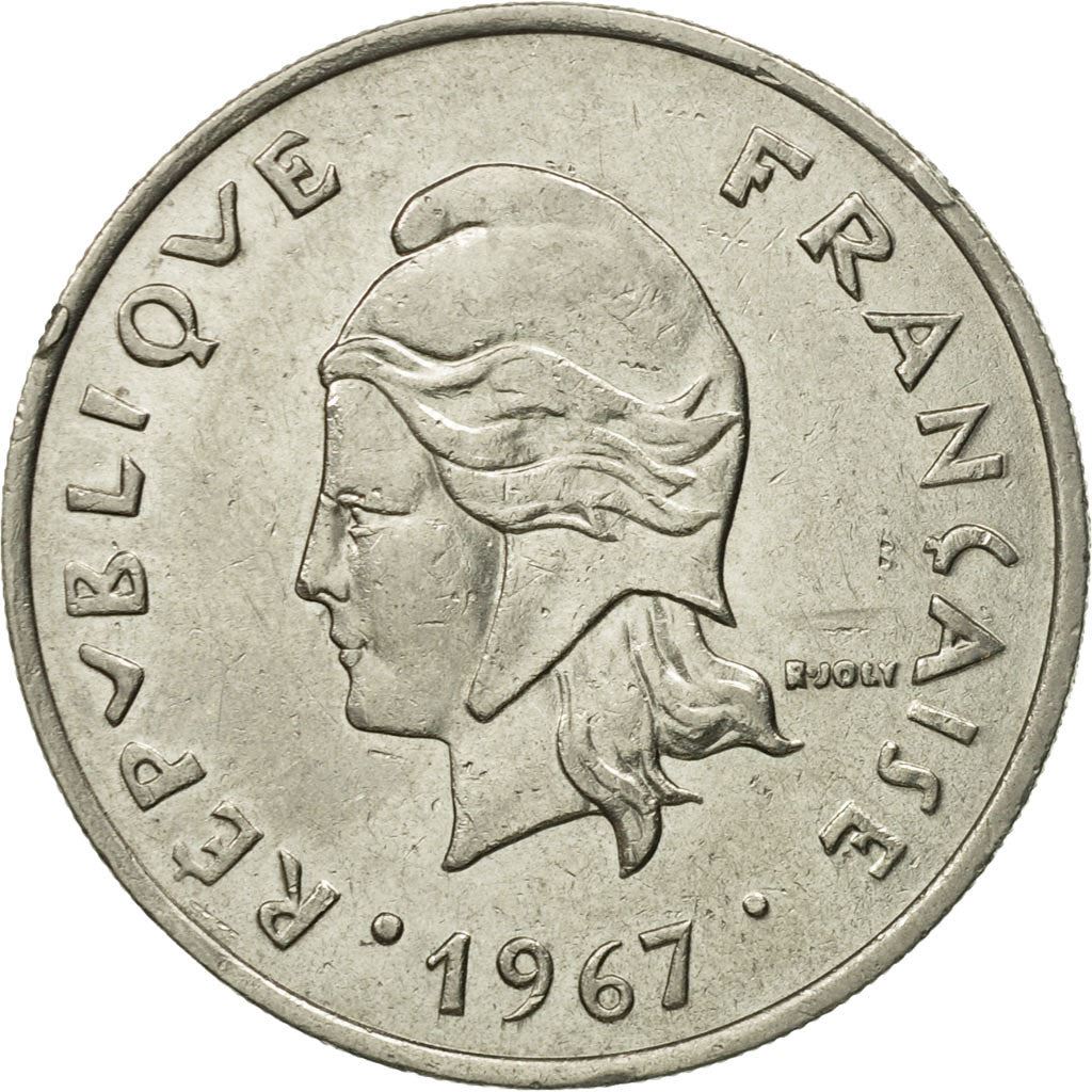 French Polynesia Coin French Polynesian 20 Francs | Marianne | Phrygian Cap | Flowers | KM6 | 1967 - 1970