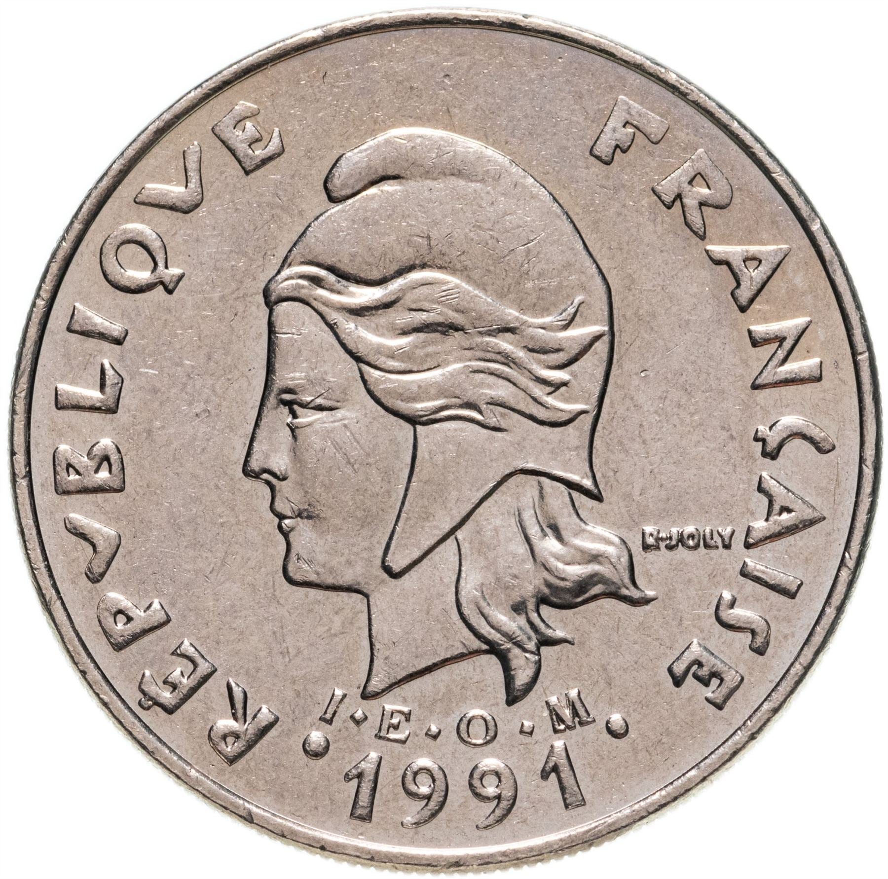 French Polynesia Coin French Polynesian 20 Francs | Marianne | Phrygian Cap | Flowers | KM9 | 1972 - 2005