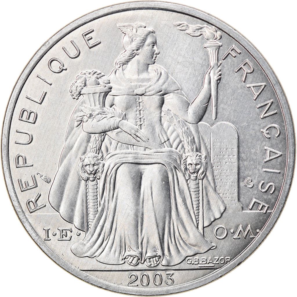 French Polynesia Coin French Polynesian 5 Francs | Liberty Sitting | Throne | Palm Tree | Sailboat | KM12 | 1975 - 2020