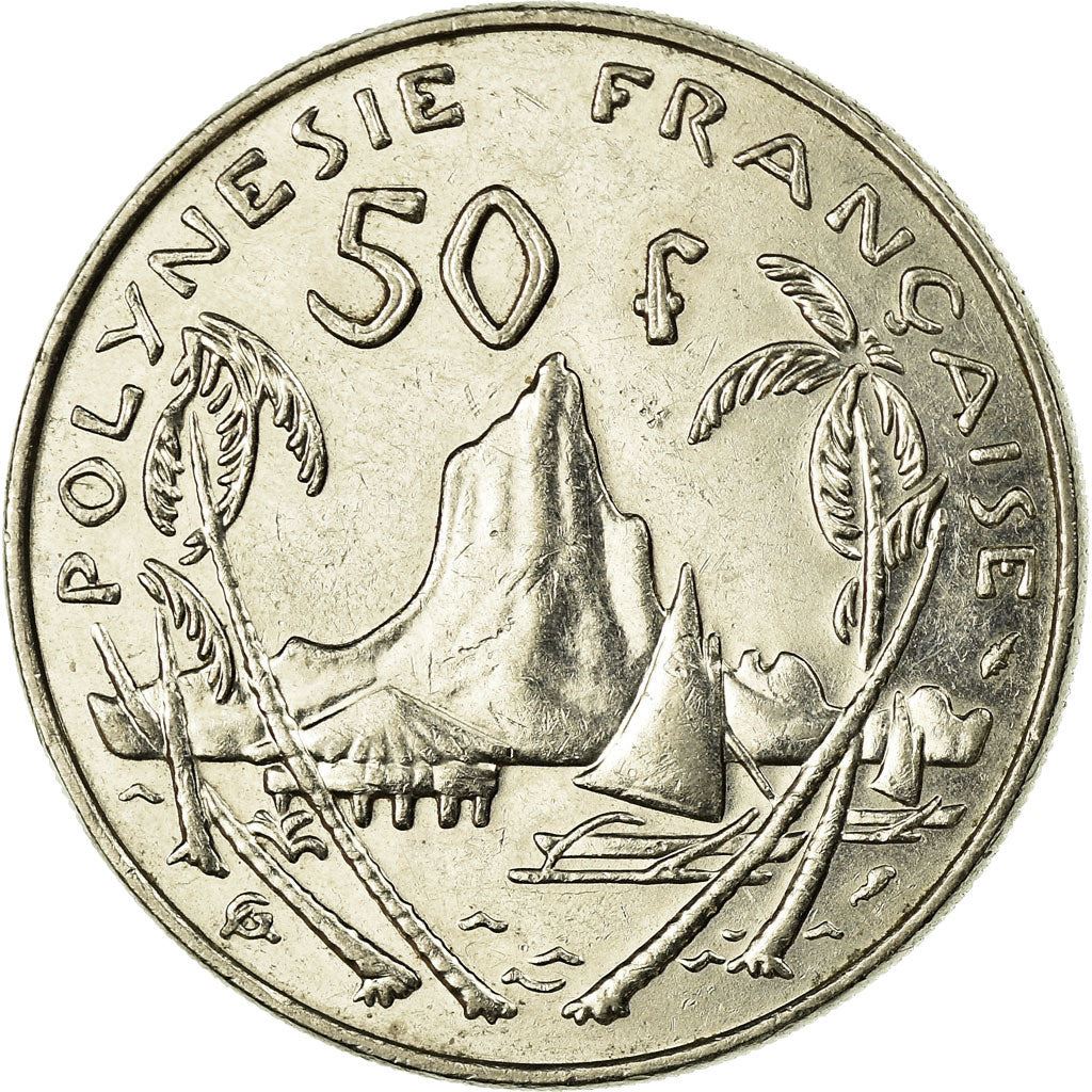 French Polynesia Coin French Polynesian 50 Francs | Marianne | Phrygian Cap | Moorea Harbor | KM13 | 1975 - 2005