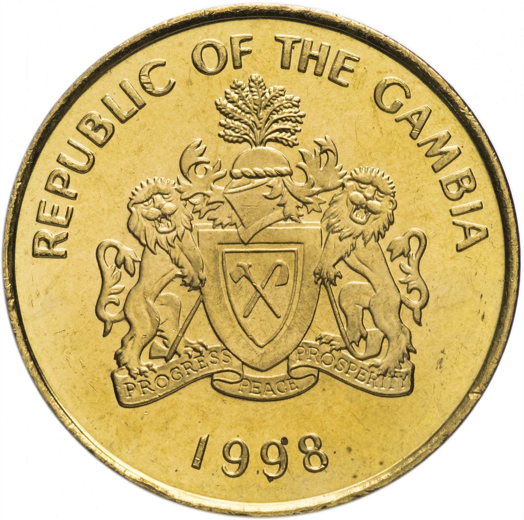 Gambia 10 Bututs Coin | Double-spurred francolin | KM56 | 1998