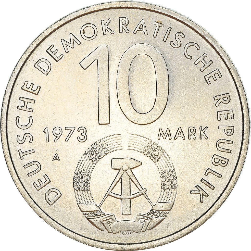 German Democratic Republic 10 Mark Coin | Globe | Youth Festival | KM44 | 1973