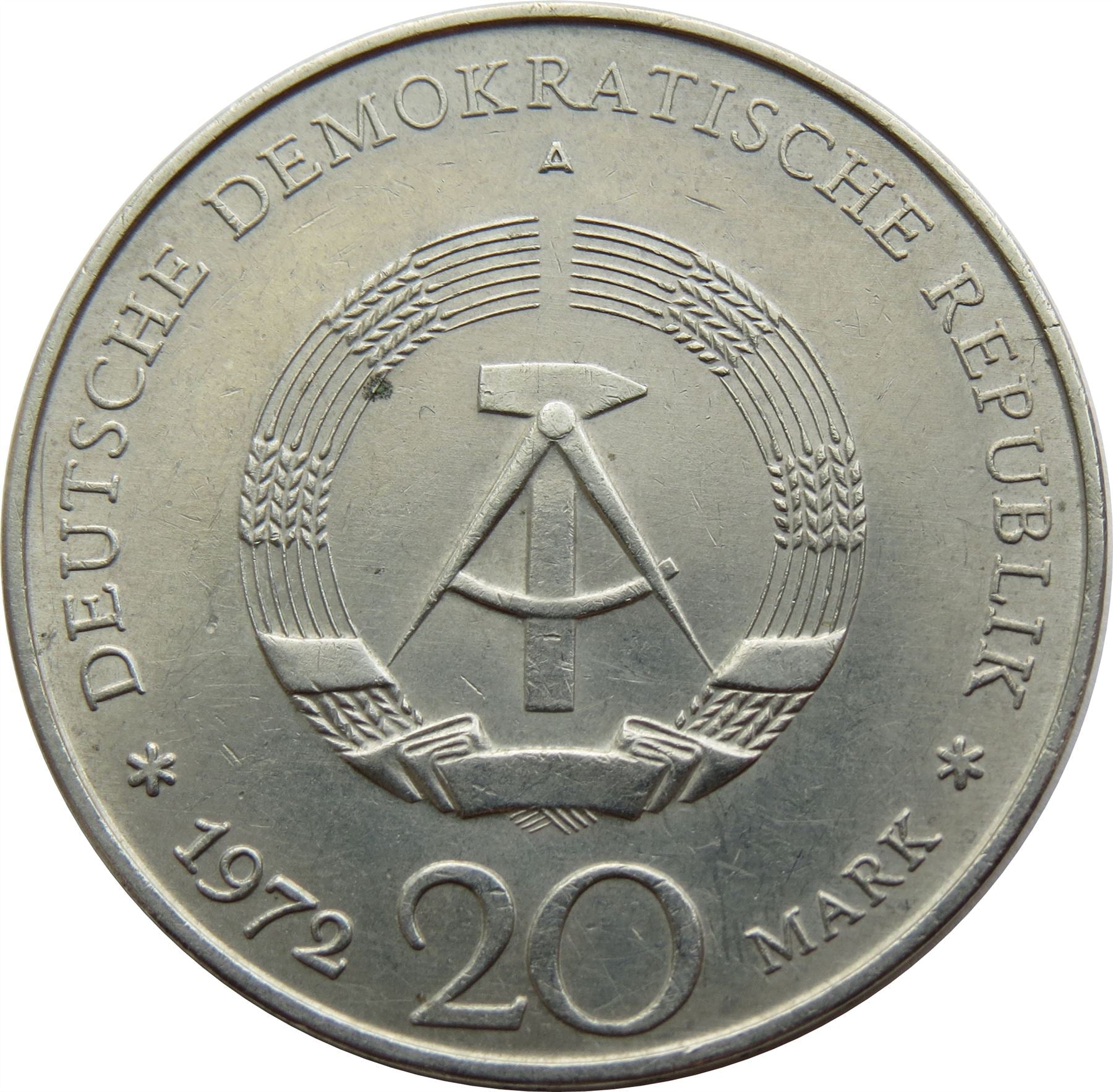 German Democratic Republic | 20 Mark Coin | President Wilhelm Pieck | KM42 | 1972