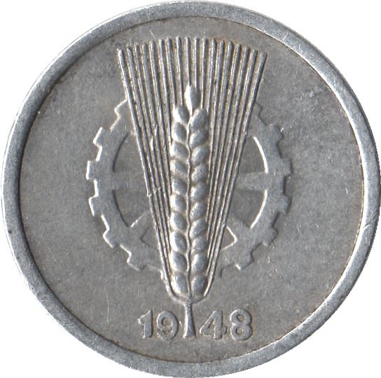 German Democratic Republic 5 Pfennig Coin | Wheat Ear | Toothed Wheel | KM2 | 1948 - 1950