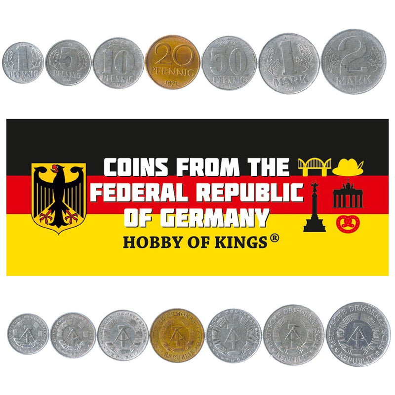 German Democratic Republic 7 Coin Set 1 5 10 20 50 Pfennig 1 2 Mark | Oak Leaf | German Democratic Republic | 1960 - 1990