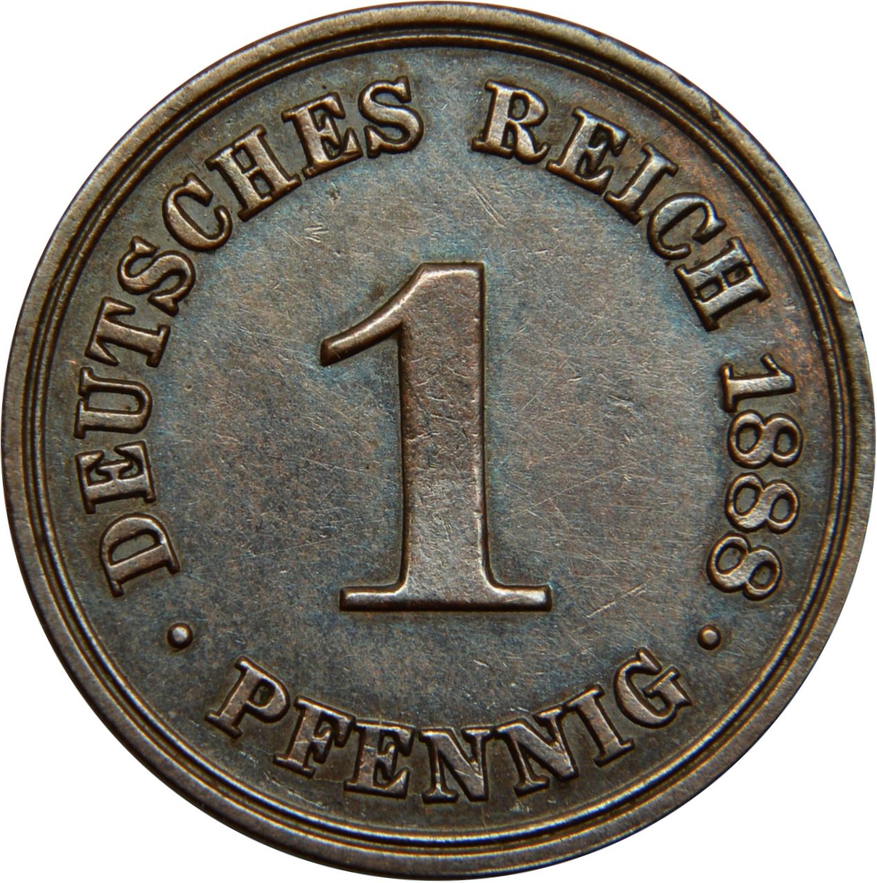 German Empire 1 Pfennig Coin | Deutsches Reich | Wilhelm I Type 1 | KM1 | 1873 - 1889