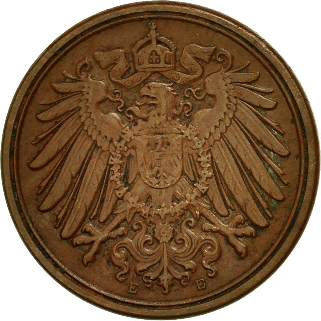 German Empire 1 Pfennig Coin | Deutsches Reich | Wilhelm II | Type 2 | KM10 1890 - 1916