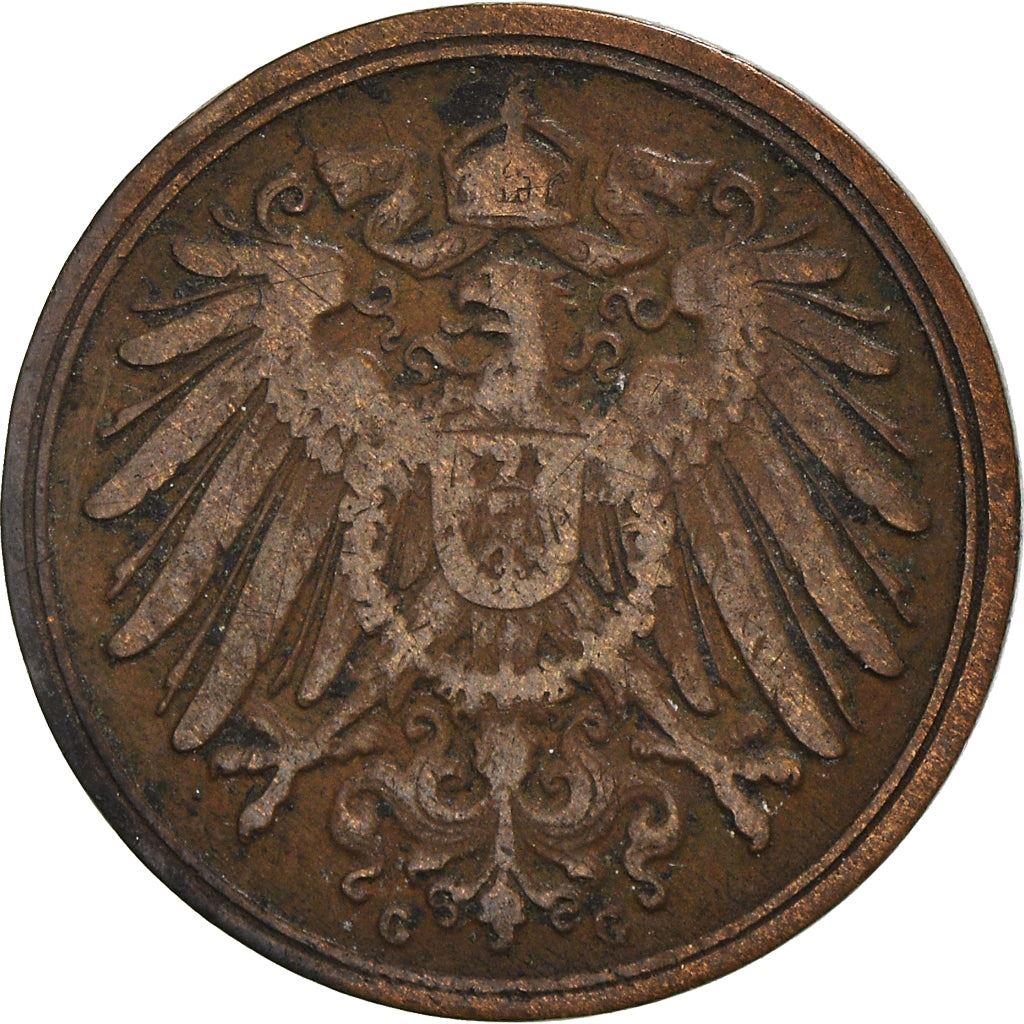 German Empire 1 Pfennig Coin | Deutsches Reich | Wilhelm II | Type 2 | KM10 1890 - 1916