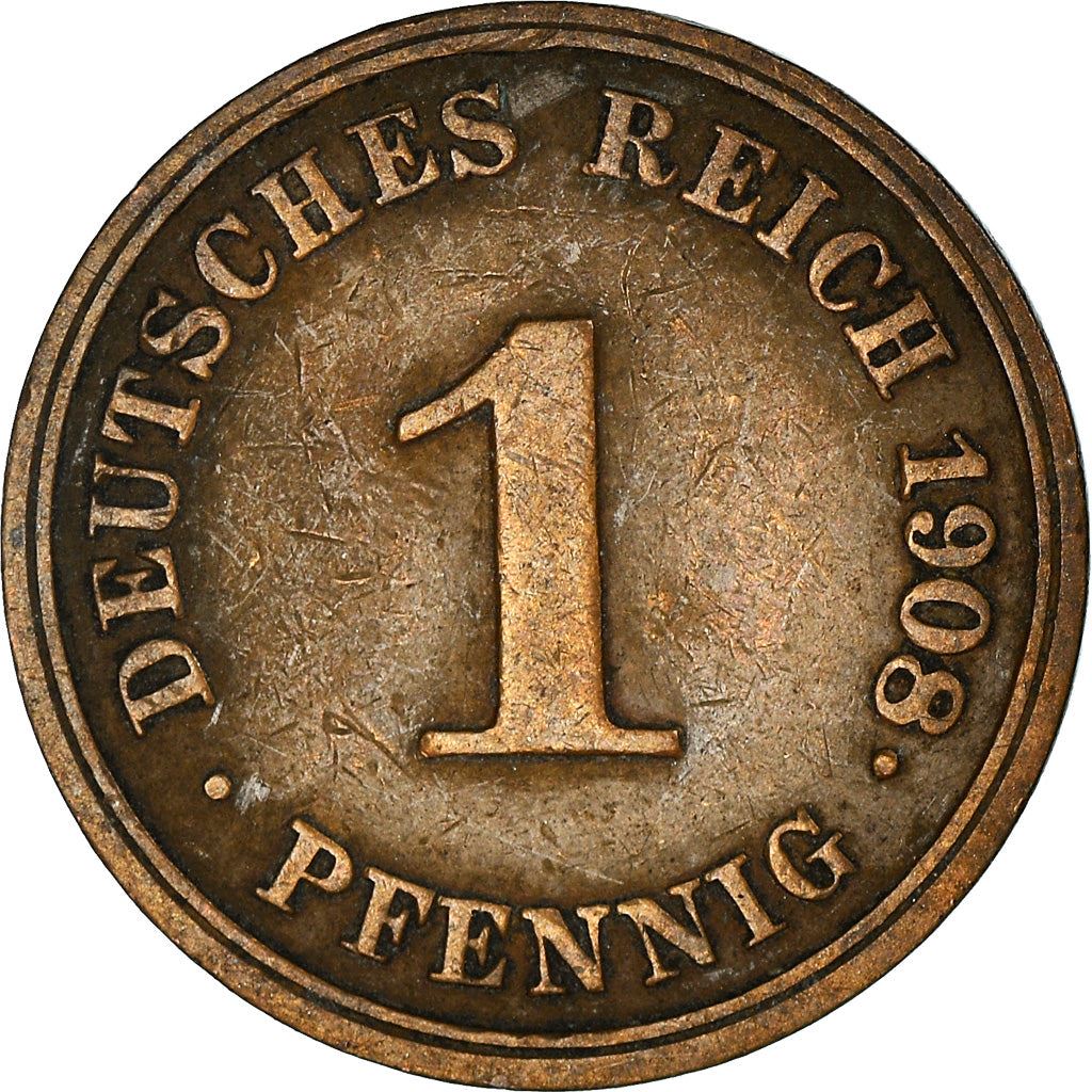 German Empire 1 Pfennig Coin | Deutsches Reich | Wilhelm II | Type 2 | KM10 1890 - 1916