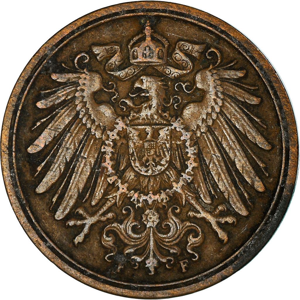 German Empire 1 Pfennig Coin | Deutsches Reich | Wilhelm II | Type 2 | KM10 1890 - 1916