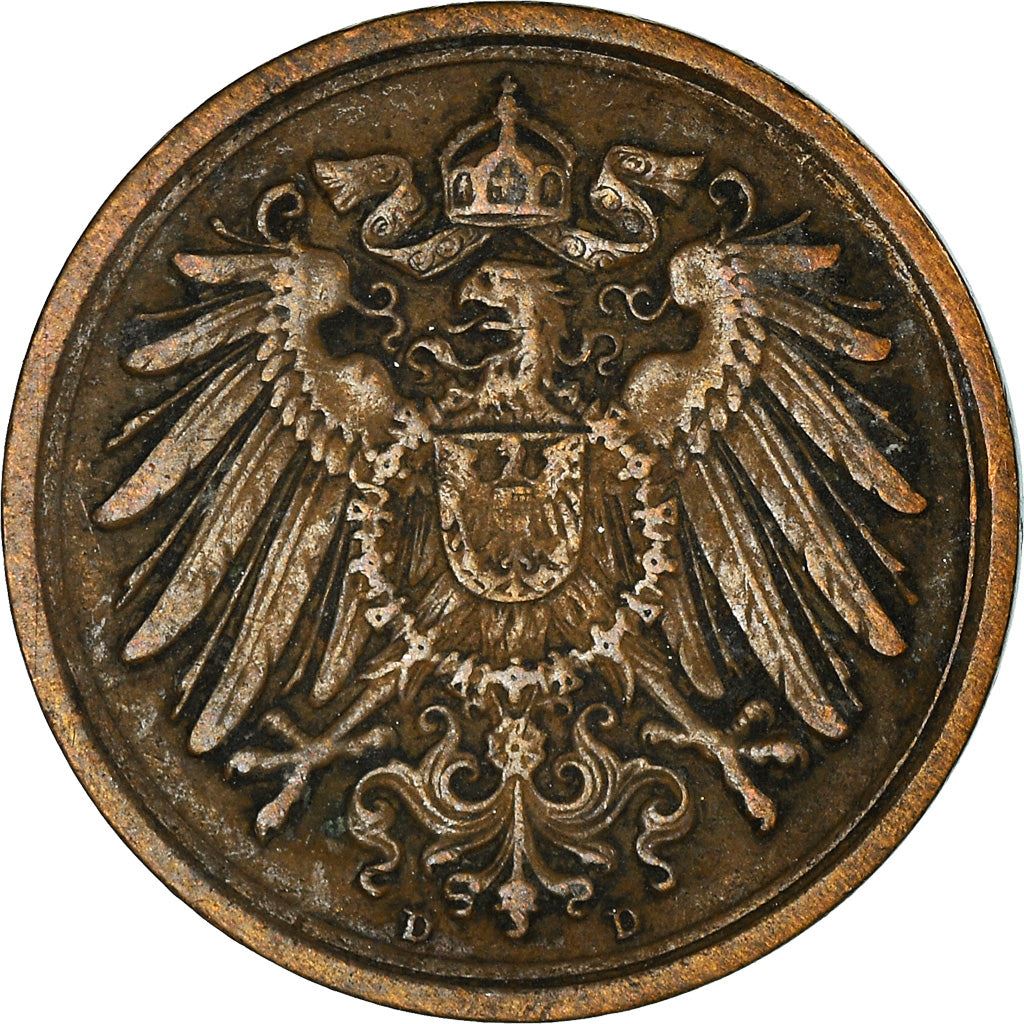 German Empire 1 Pfennig Coin | Deutsches Reich | Wilhelm II | Type 2 | KM10 1890 - 1916