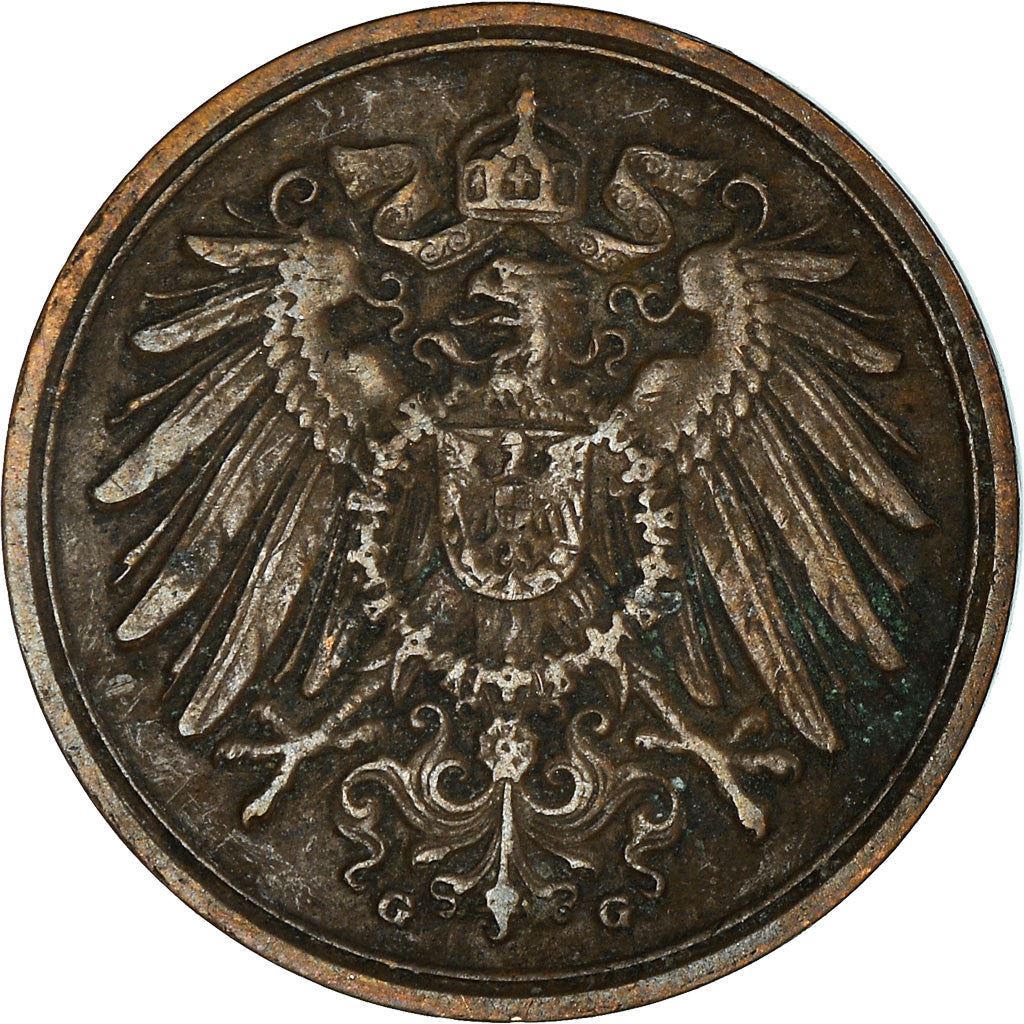 German Empire 1 Pfennig Coin | Deutsches Reich | Wilhelm II | Type 2 | KM10 1890 - 1916