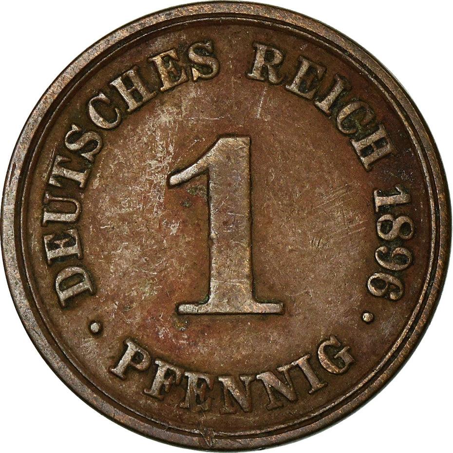 German Empire 1 Pfennig Coin | Deutsches Reich | Wilhelm II | Type 2 | KM10 1890 - 1916