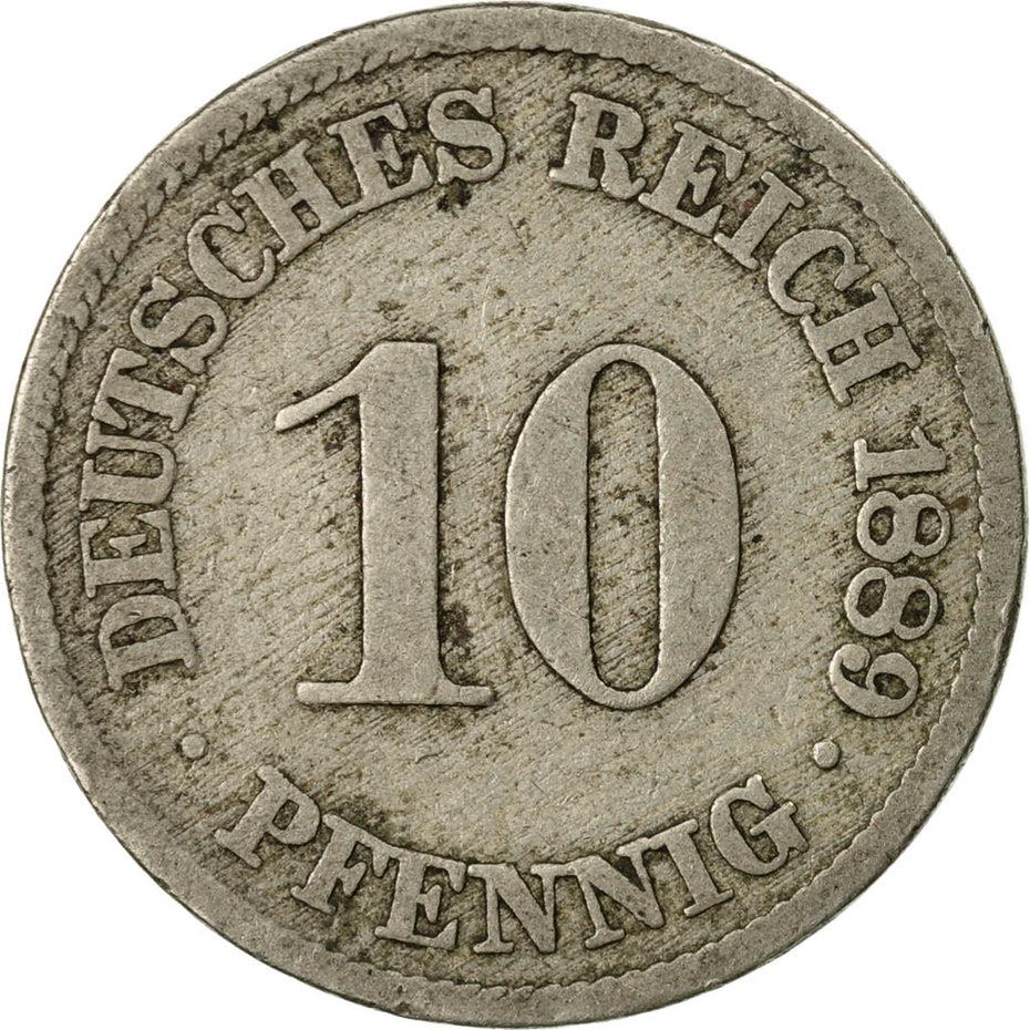 German Empire 10 Pfennig Coin | Deutsches Reich | Wilhelm I Type 1 | KM4 | 1873 - 1889