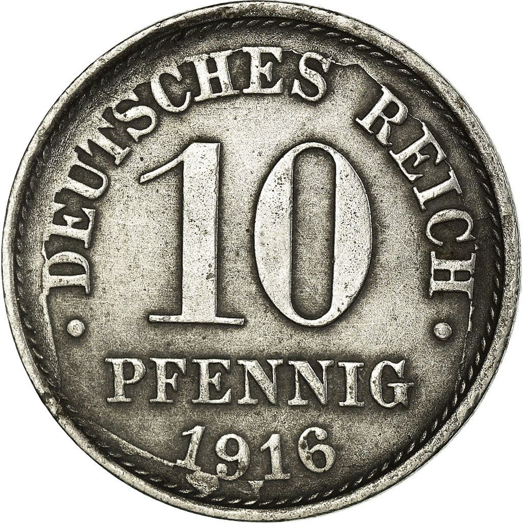 German Empire 10 Pfennig Coin | Deutsches Reich | Wilhelm II | Type 2 | KM20 | 1916 - 1922