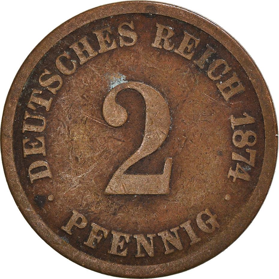 German Empire 2 Pfennig Coin | Deutsches Reich | Wilhelm I Type 1 | KM2 | 1873 - 1877