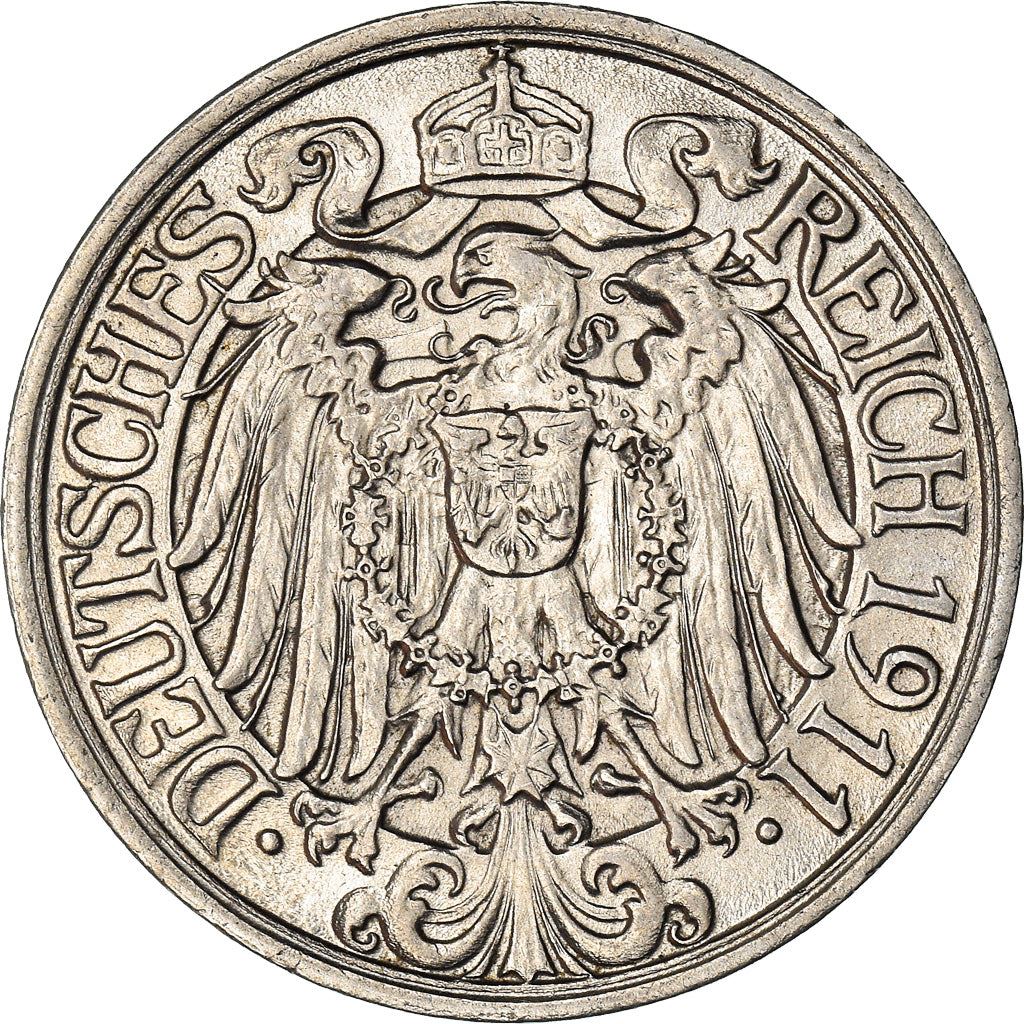 German Empire 25 Pfennig Coin | Deutsches Reich | Wilhelm II | KM18 | 1909 - 1912