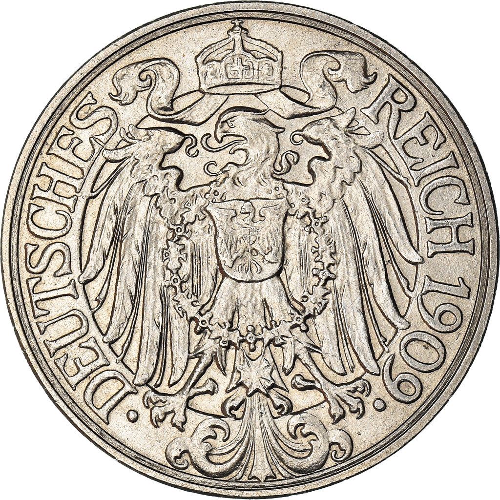 German Empire 25 Pfennig Coin | Deutsches Reich | Wilhelm II | KM18 | 1909 - 1912