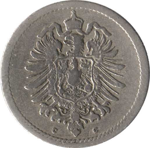 German Empire 5 Pfennig Coin | Deutsches Reich | Wilhelm I | Type 1 | KM3 | 1874 - 1889