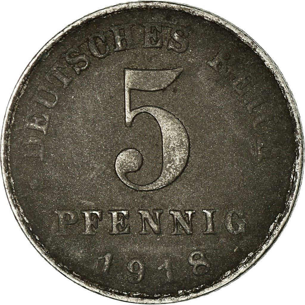 German Empire 5 Pfennig Coin | Deutsches Reich | Wilhelm II | Type 2 | KM19 | 1915 - 1922