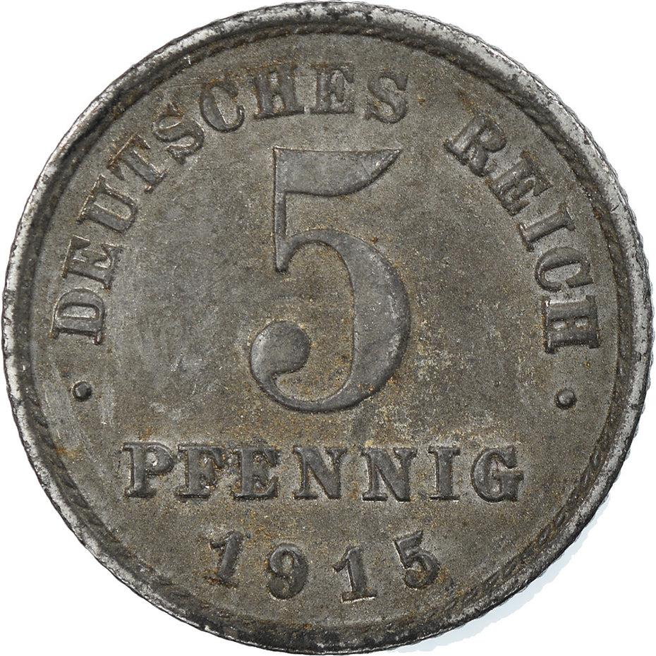 German Empire 5 Pfennig Coin | Deutsches Reich | Wilhelm II | Type 2 | KM19 | 1915 - 1922