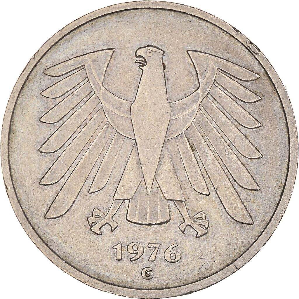 Germany 5 Deutsche Mark Coin | Eagle | KM140.1 | 1975 - 2001