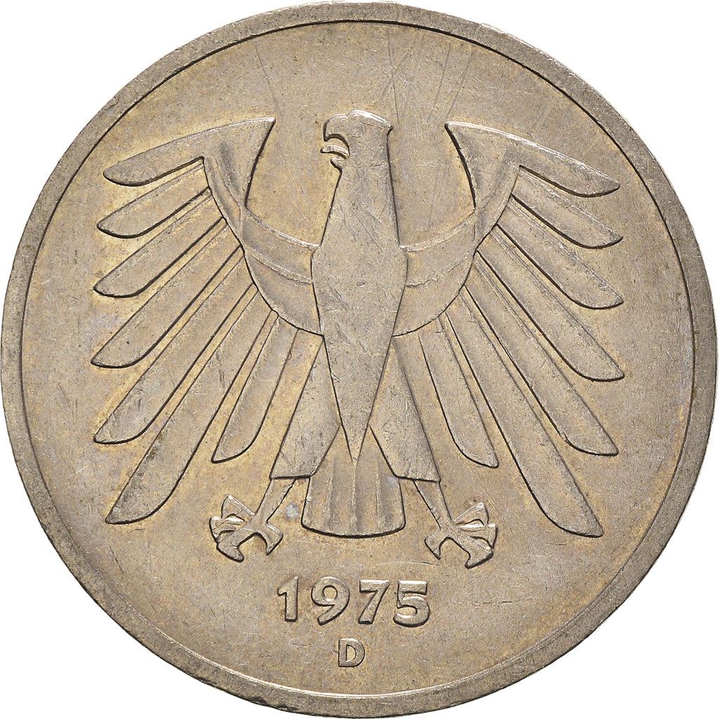 Germany 5 Deutsche Mark Coin | Eagle | KM140.1 | 1975 - 2001