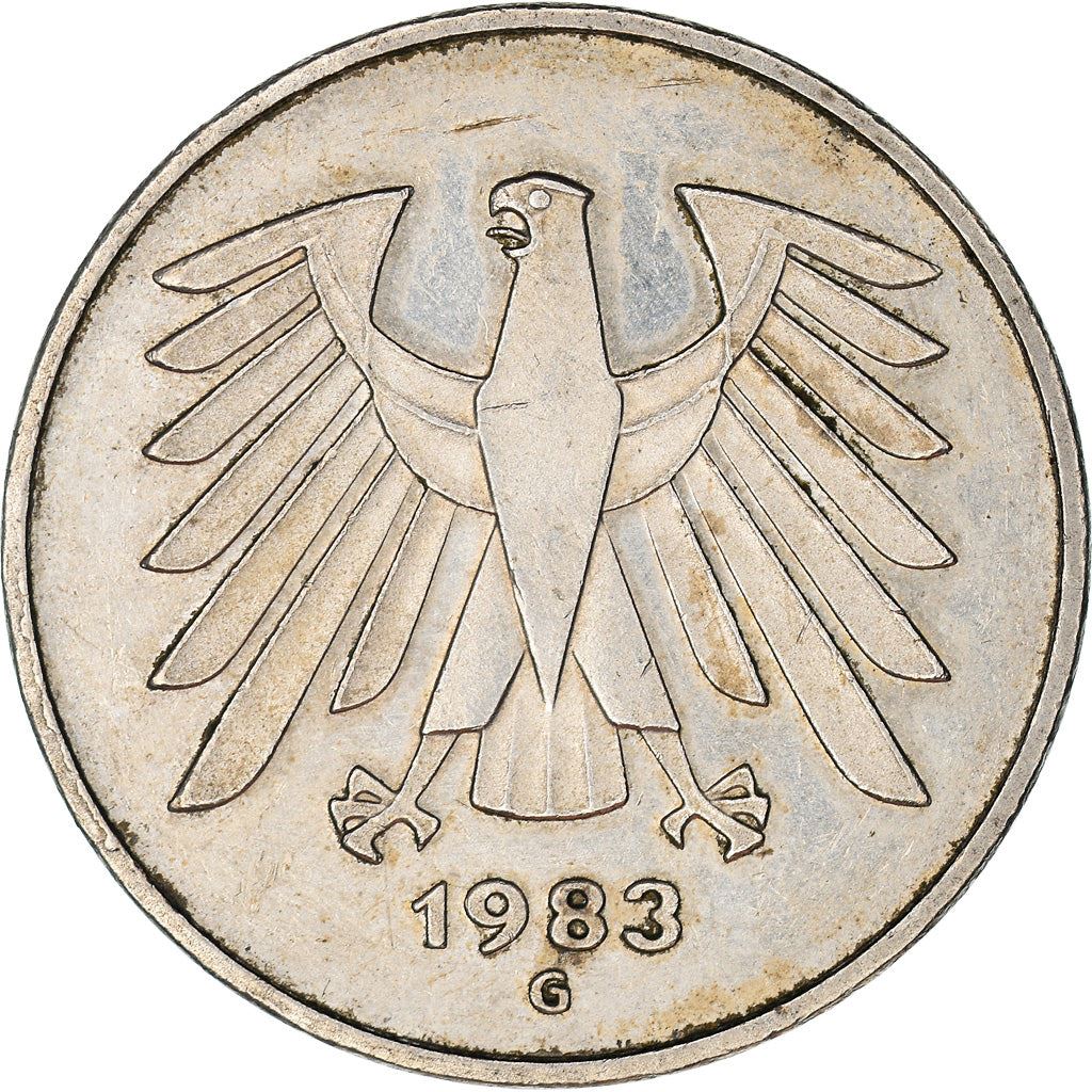 Germany 5 Deutsche Mark Coin | Eagle | KM140.1 | 1975 - 2001