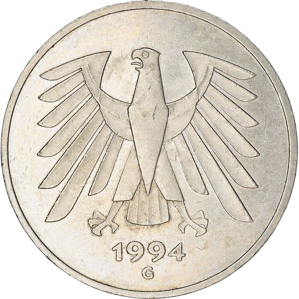 Germany 5 Deutsche Mark Coin | Eagle | KM140.1 | 1975 - 2001