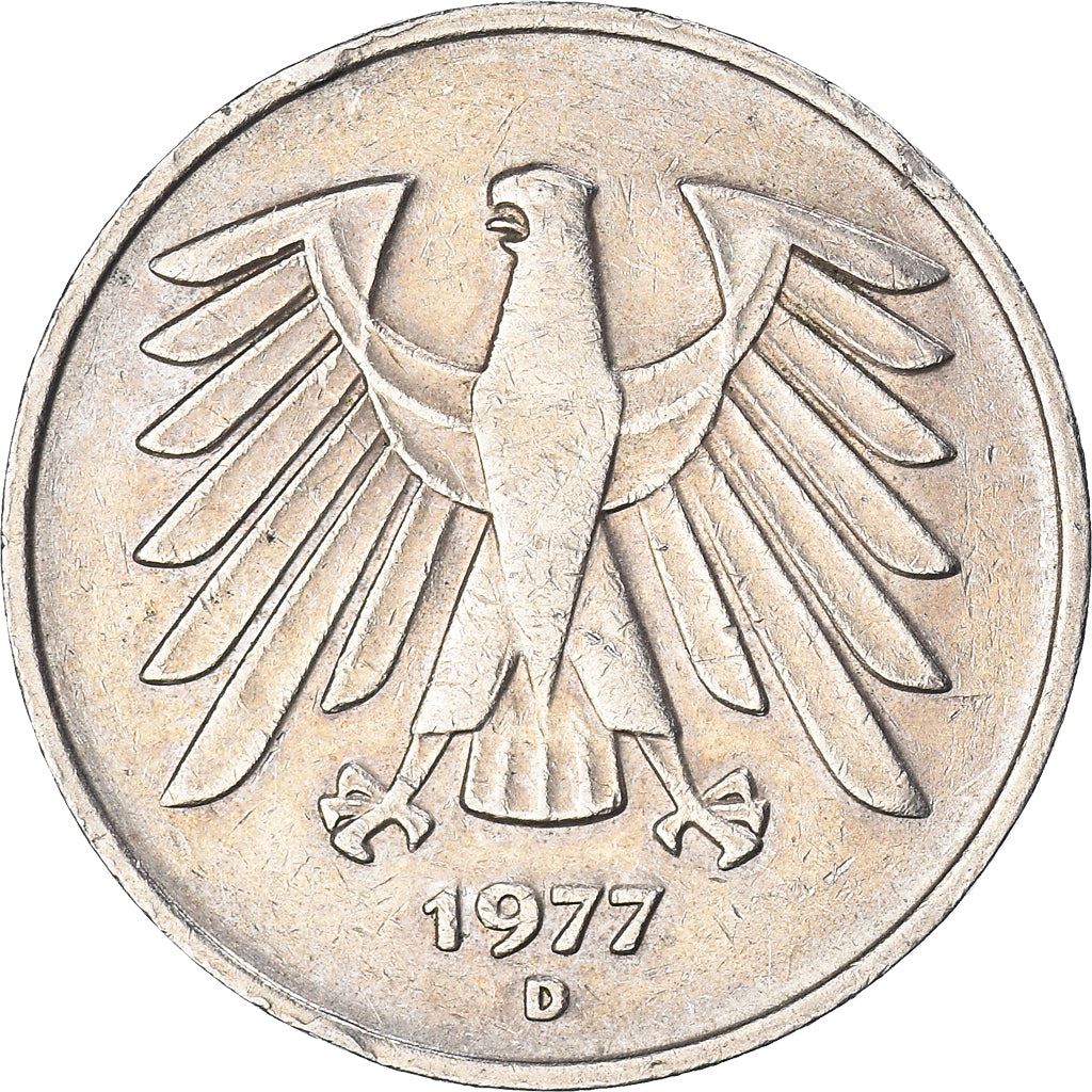 Germany 5 Deutsche Mark Coin | Eagle | KM140.1 | 1975 - 2001