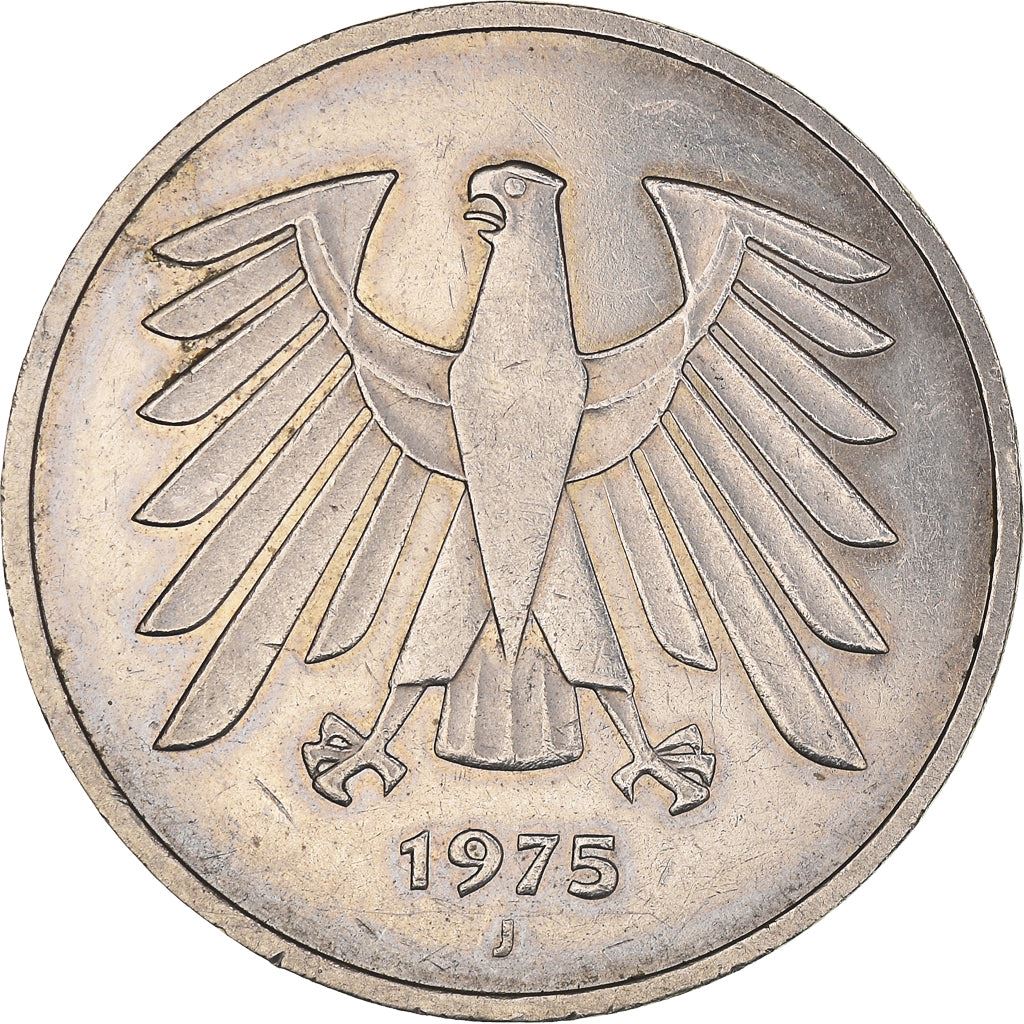 Germany 5 Deutsche Mark Coin | Eagle | KM140.1 | 1975 - 2001