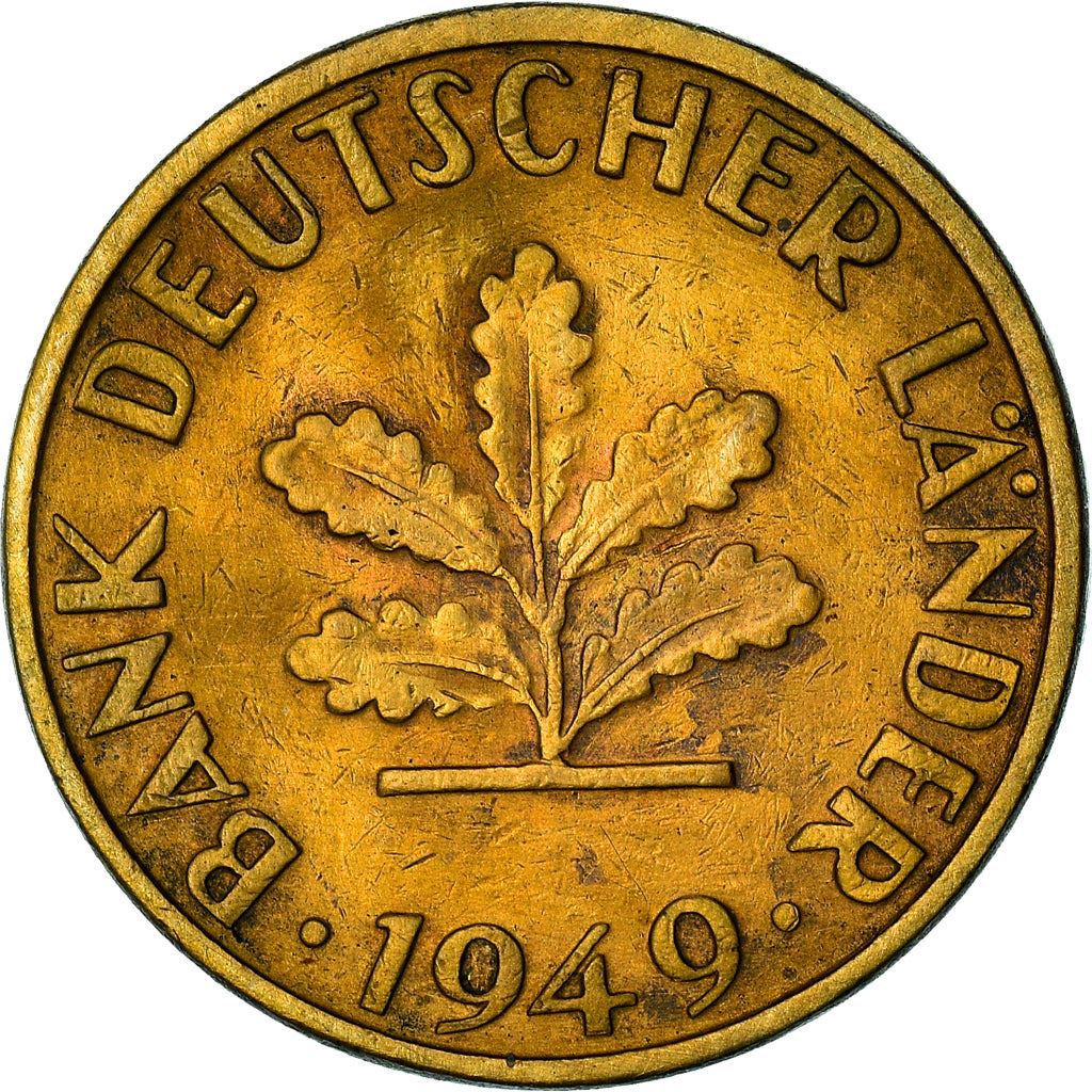 Germany 5 Pfennig Coin | German States Bank | Oak Seedling | KM102 | 1949