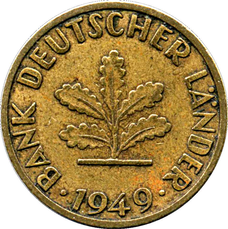 Germany 5 Pfennig Coin | German States Bank | Oak Seedling | KM102 | 1949