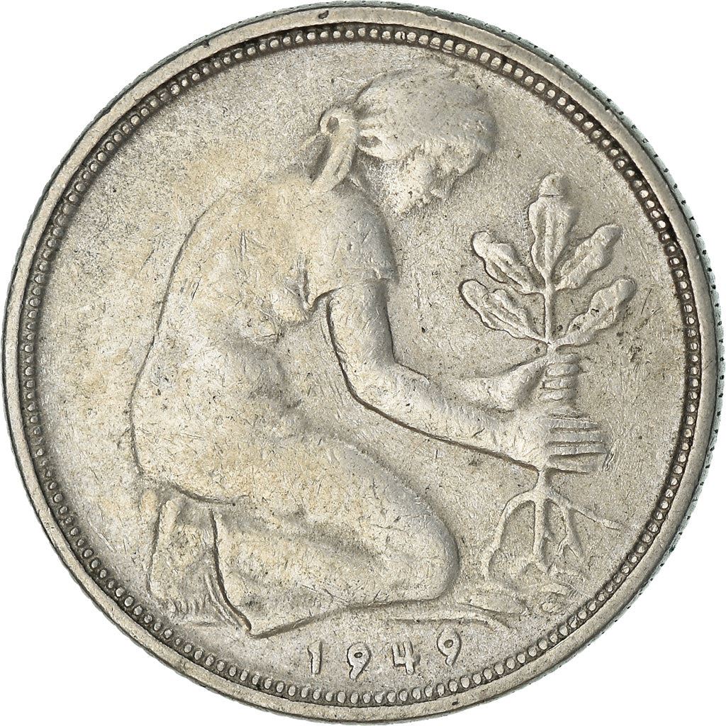 Germany 50 Pfennig Coin | Oak Planting | KM104 | 1949 - 1950