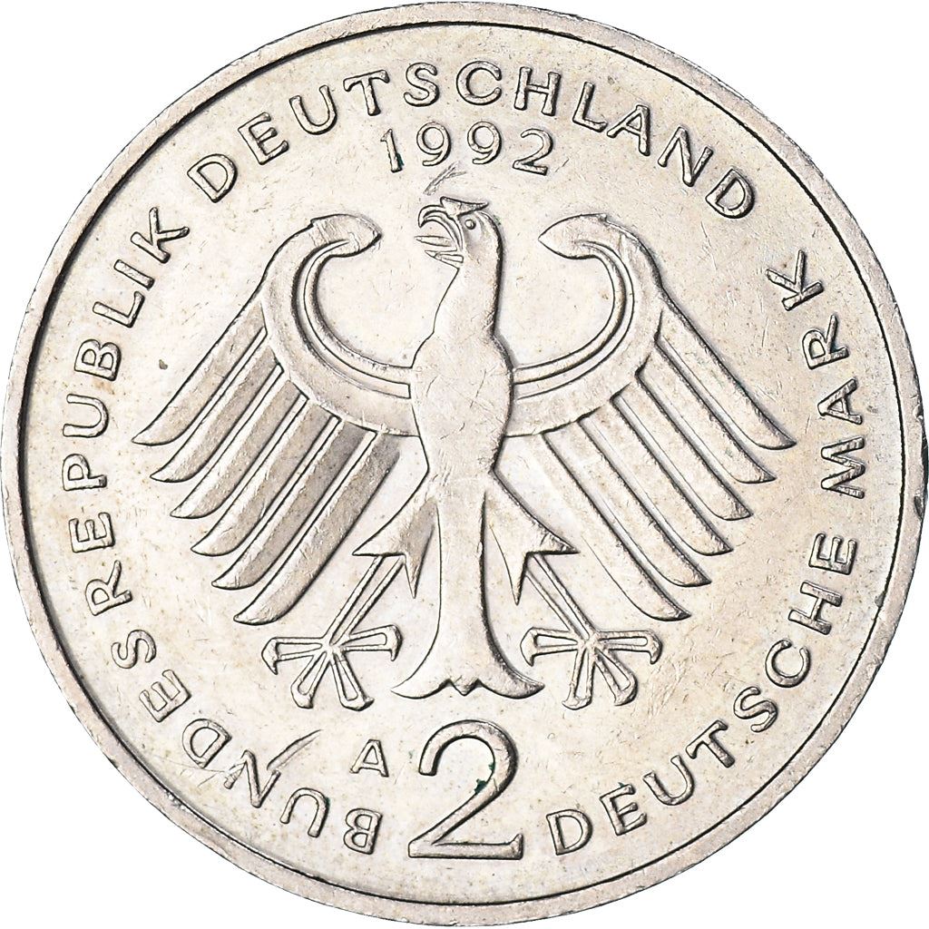 Germany Coin German 2 Deutsche Mark | Franz Josef Strauss | Eagle | KM175 | 1990 - 2001